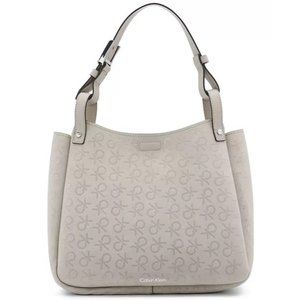 Calvin Klein Eleanor Tote Handbag in Light Gray Polyvinyl